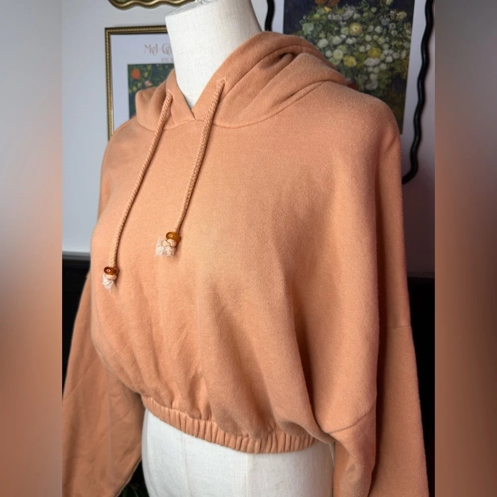 DONNI. Women’s Vintage Fleece Gem Cropped Hoodie in Penny Sz XS